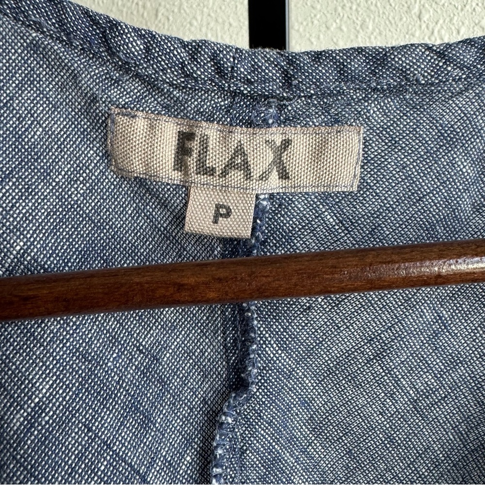 Flax Blue Sleeveless Linen Blend Tank Top - Picture 4 of 6
